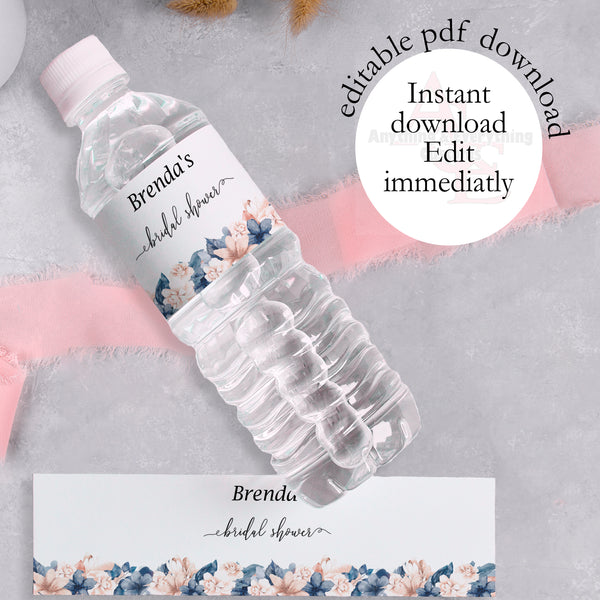 Bridal Shower Editable Waterbottle Label Download