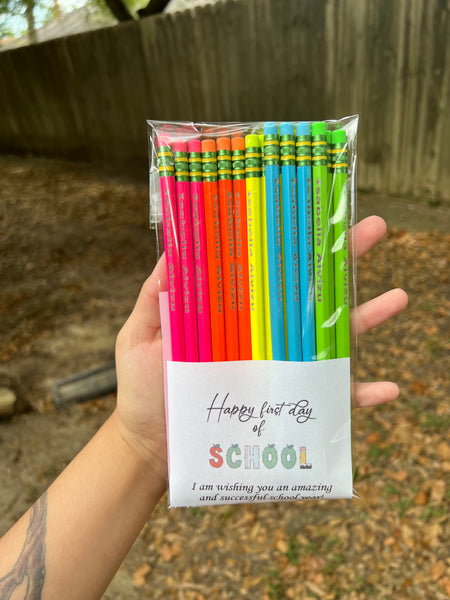 Neon Personalized Pencils
