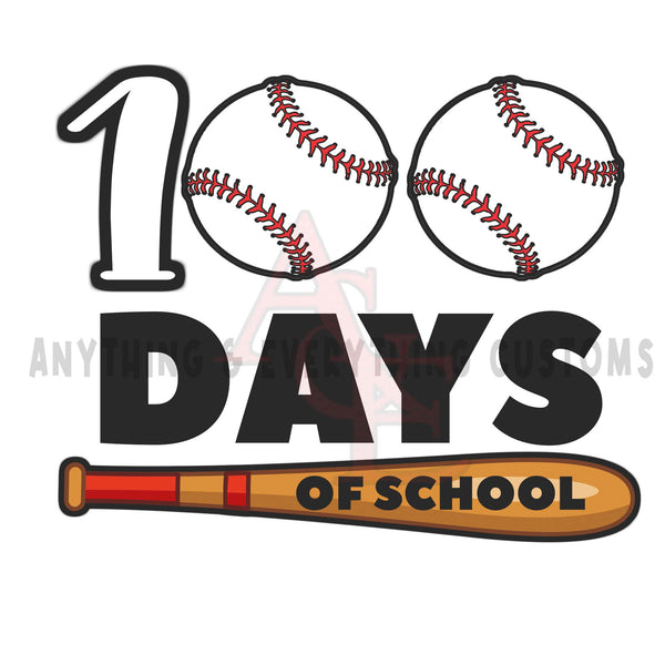 100 Days of school Baseball Design