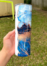 Load image into Gallery viewer, Blue/Gold Agate Tumbler
