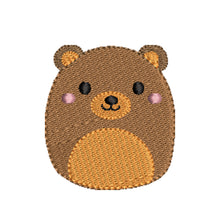 Load image into Gallery viewer, Omar the Bear squish stuffy embroidery design
